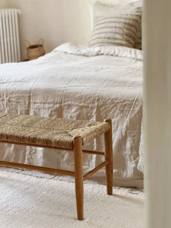 Banc en teck et rotin