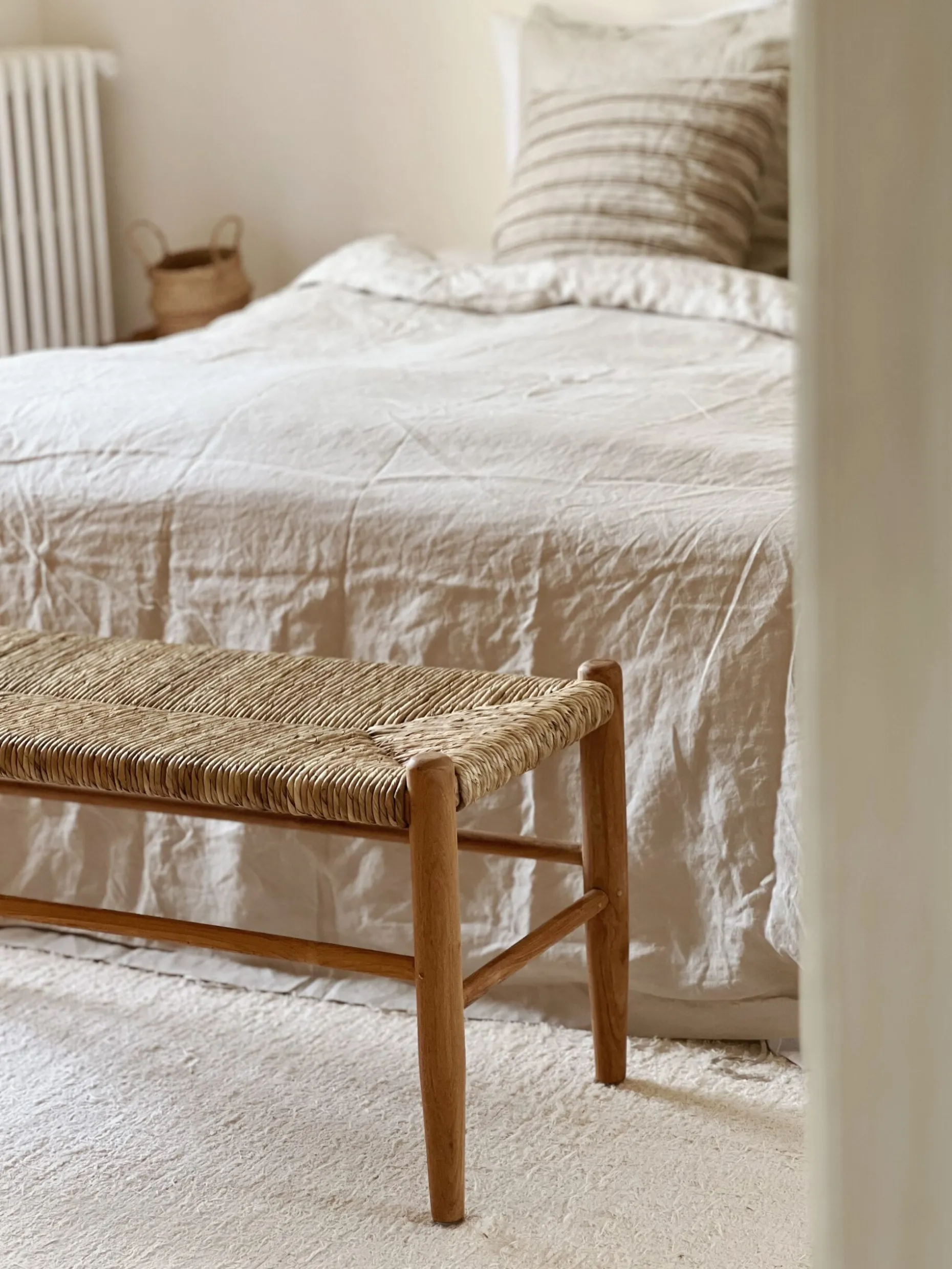 Banc en teck et rotin