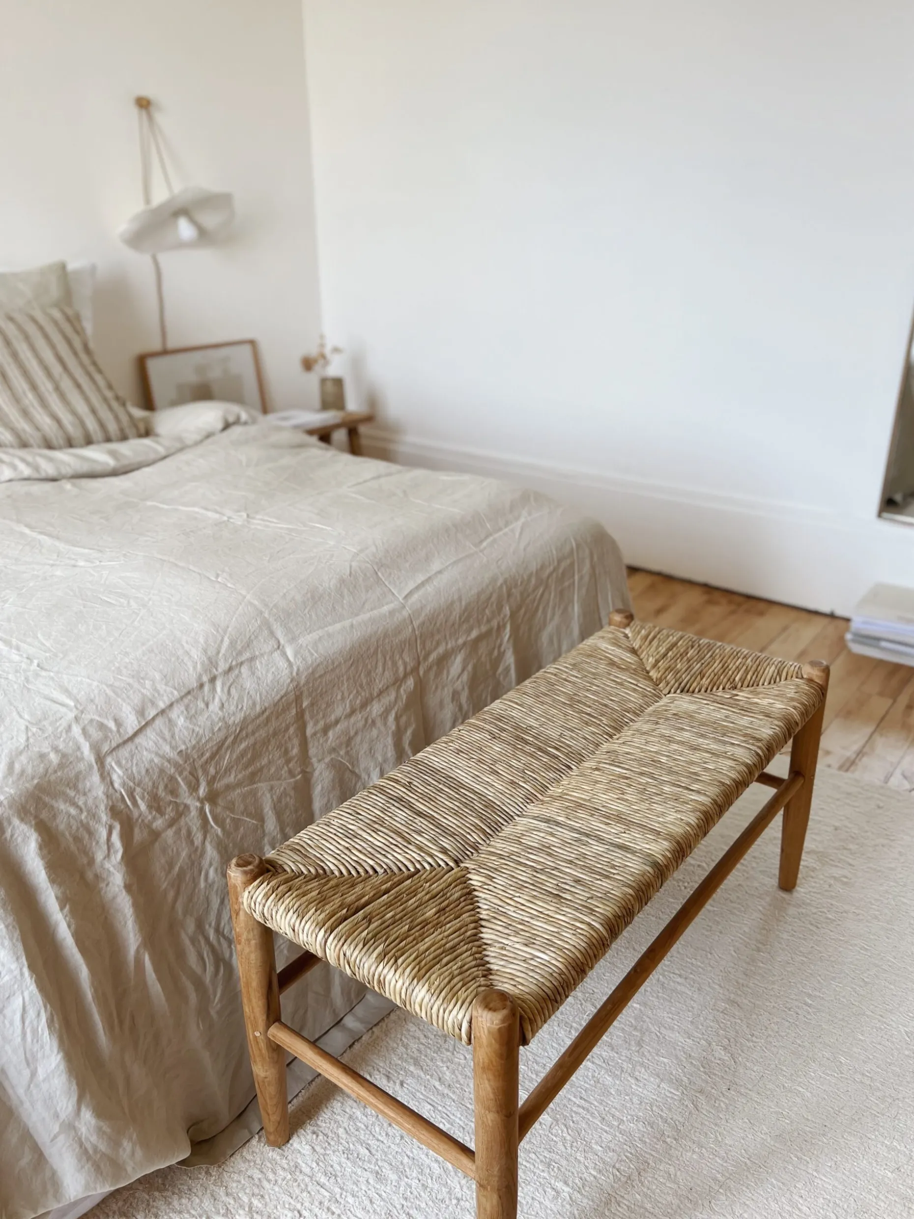 Banc en teck et rotin