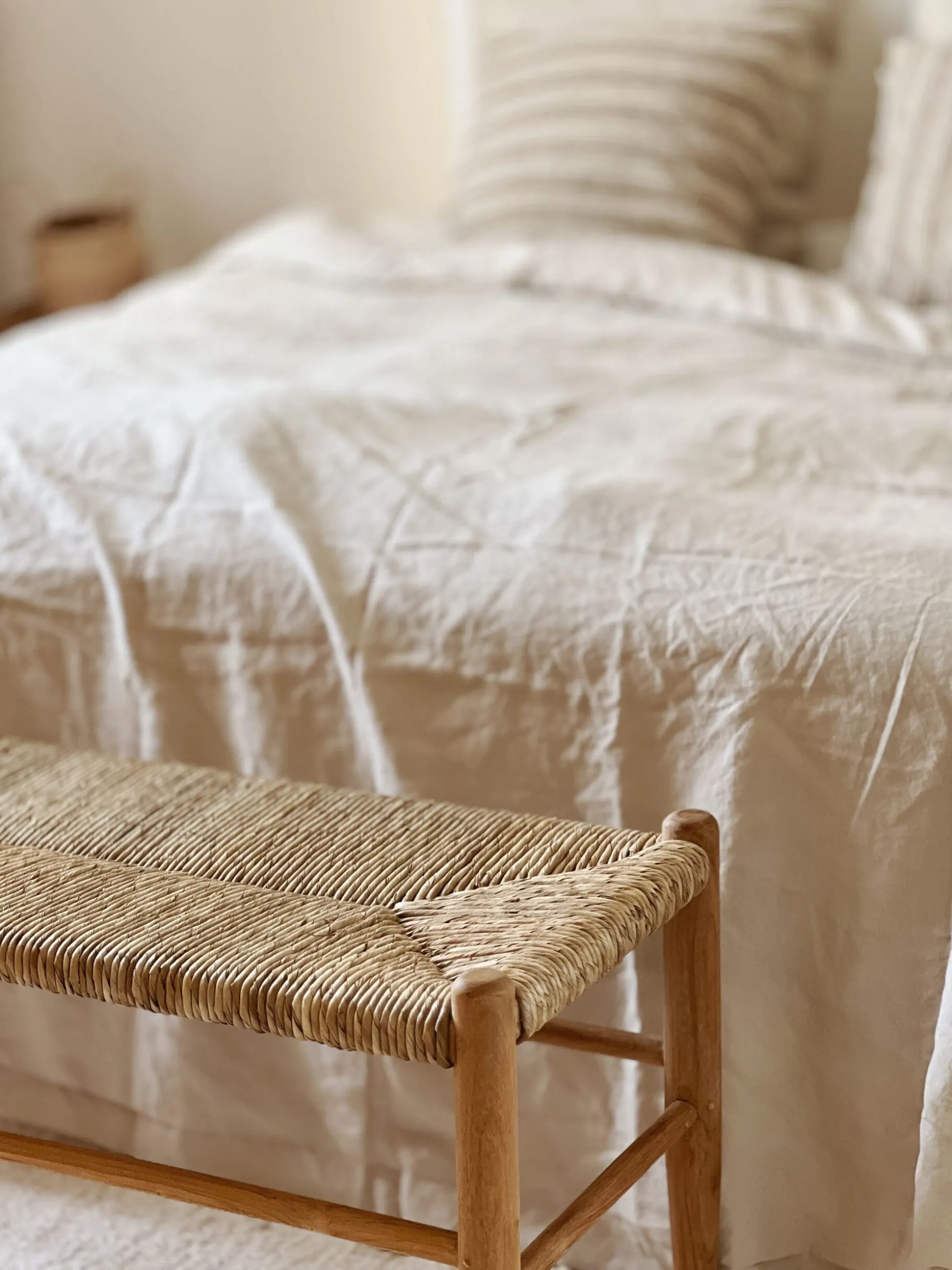 Banc en teck et rotin