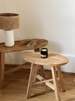 Banc en teck recyclé ovale 50/70cm