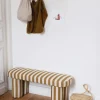 Banc enfant rayé caramel écru