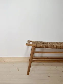 Banc tressé en teck et rotin