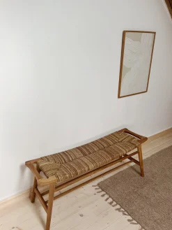 Banc tressé en teck et rotin