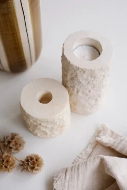 Bougeoir aspect pierre taillée – 2 tailles