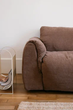 Canapé 2 places tissu brun