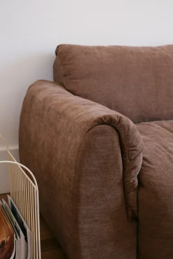 Canapé 2 places tissu brun