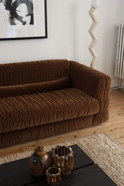 Canapé 4 places velours caramel