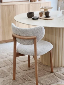 Chaise en chêne et tissu chiné