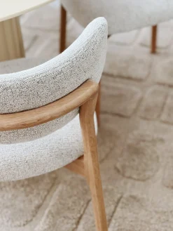 Chaise en chêne et tissu chiné