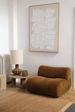 Chauffeuse en velours marron / beige