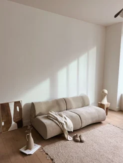 Chauffeuse en velours marron / beige