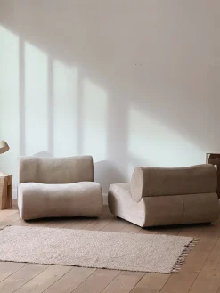 Chauffeuse en velours marron / beige