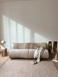 Chauffeuse en velours marron / beige