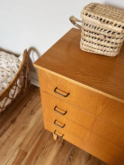 Commode vintage en bois 4 tiroirs