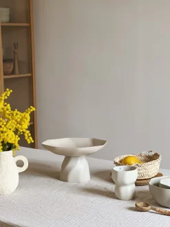 Coupelle sur pied en grès emaillé