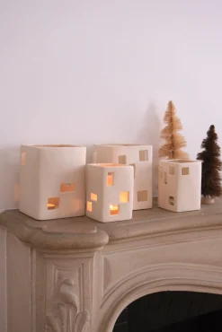 Duo Photophores maison en porcelaine fait main