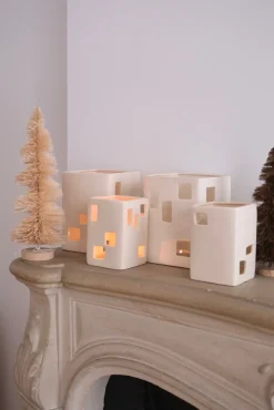 Duo Photophores maison en porcelaine fait main