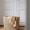 Grand panier de rangement en paille fait main