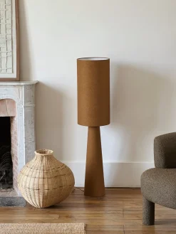 Lampe de sol en tissu bouclette