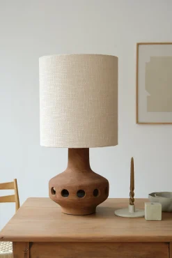 Lampe en grès avec abat jour