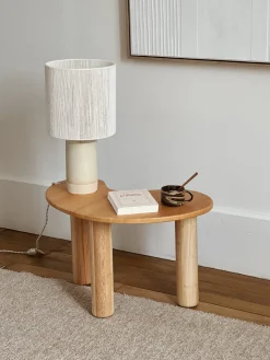 Lampe en grès “Isaure” avec abat jour tissé écru