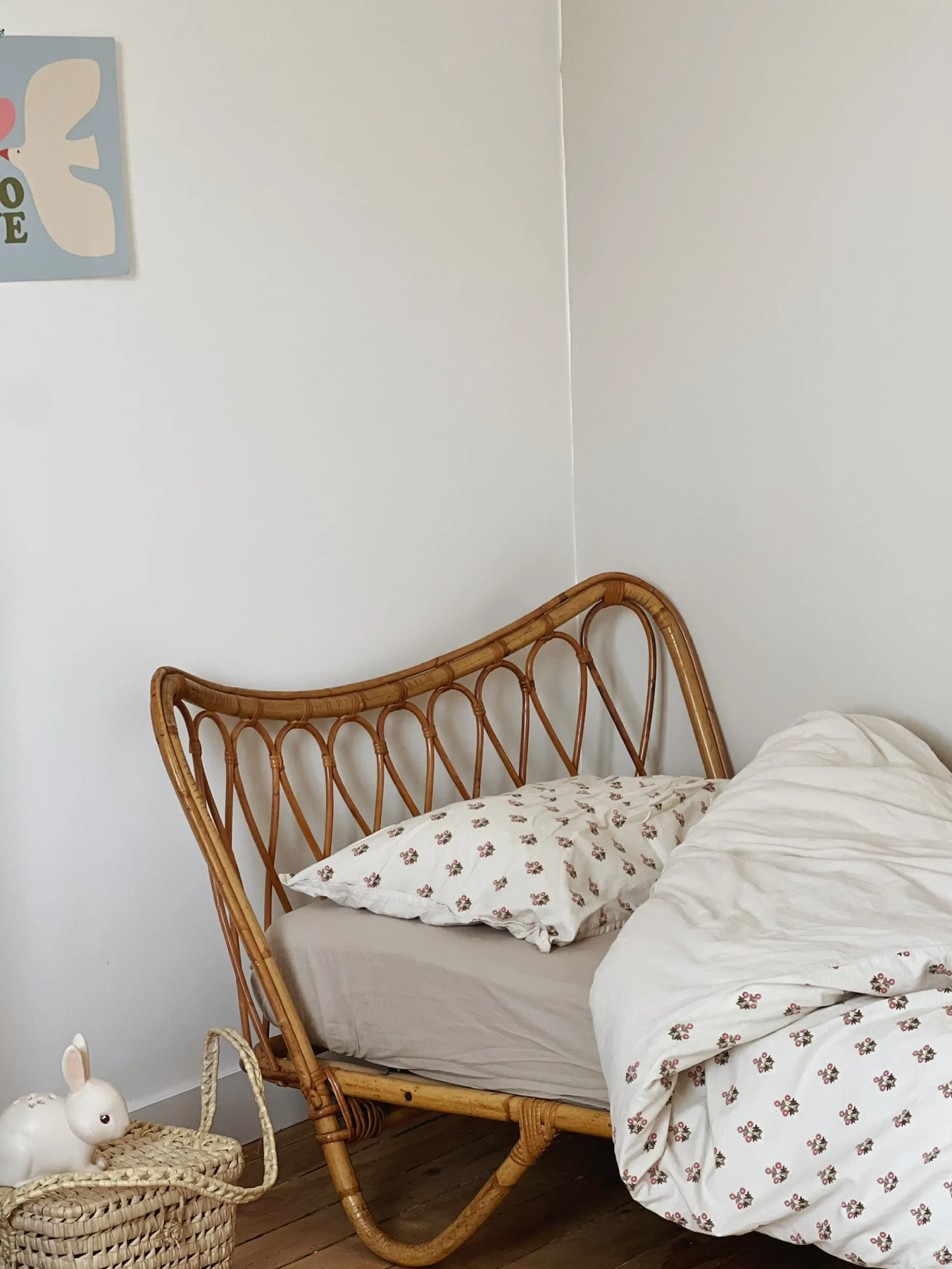 Lit en rotin vintage