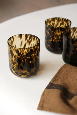 Lot de 6 gobelets Léopard en verre ambré