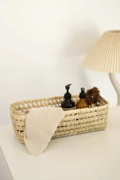 Panier de rangement en paille tressé main