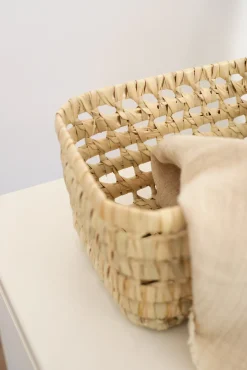 Panier de rangement en paille tressé main