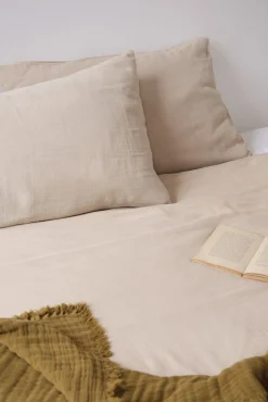 Parure de lit en gaze de coton – drap plat + taies