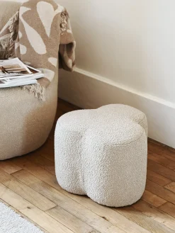 Pouf bouclette trèfle beige