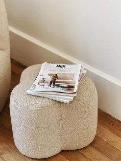 Pouf bouclette trèfle beige