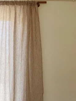 Rideau en lin lavé rayure café/milk
