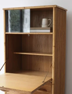 Secrétaire en rotin vintage