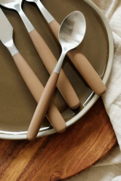 Set de 16 couverts inox et marron