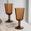 Set de 6 verres ambré effet martelé – pied ou gobelet