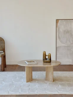 Table basse travertin ovale