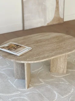 Table basse travertin ovale