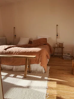 Tapis écru unis en coton recyclé