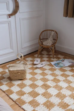 Tapis damier en coton tissé 140x200cm