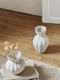 Vase collerette en céramique blanc