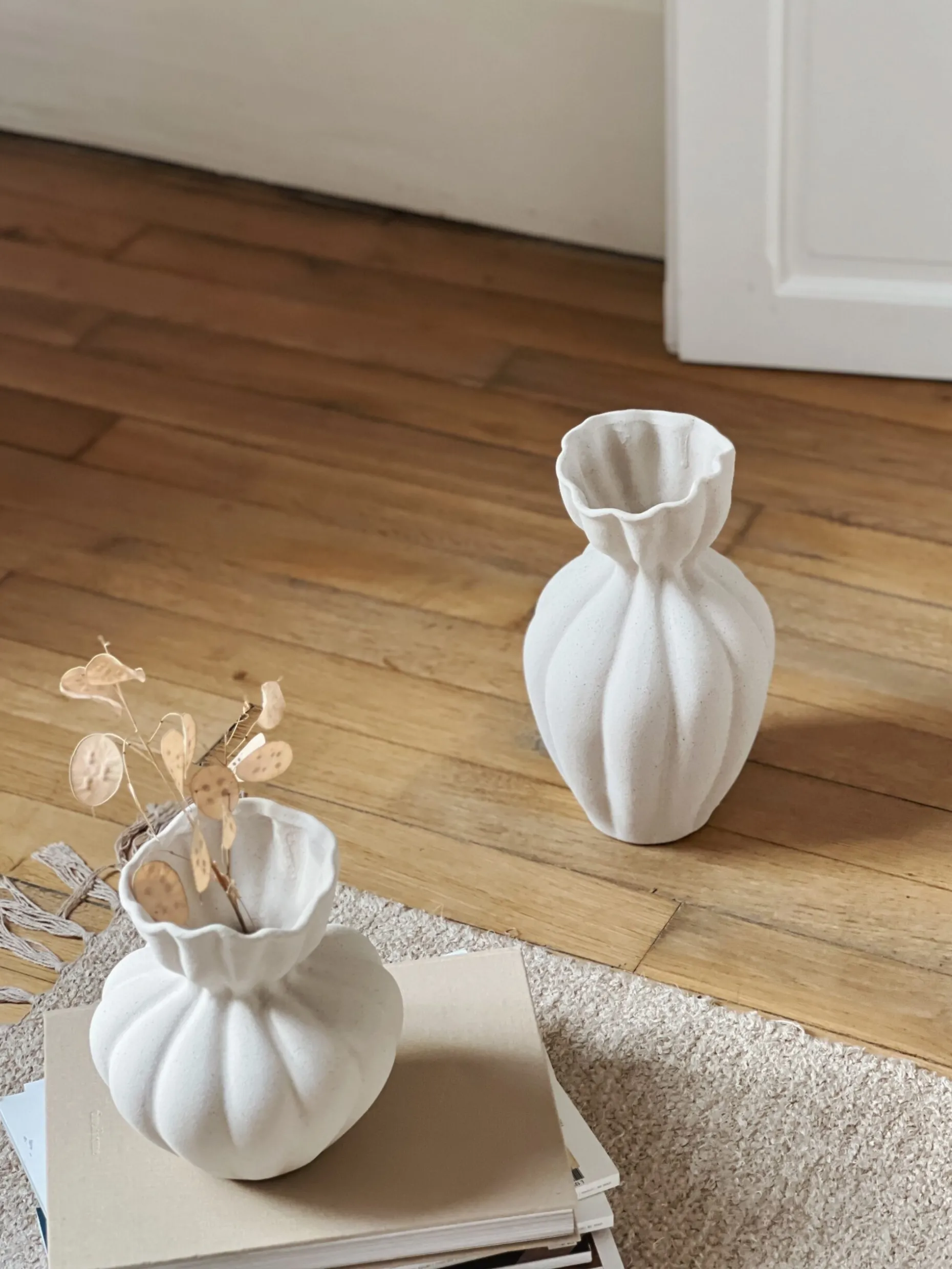 Vase collerette en céramique blanc