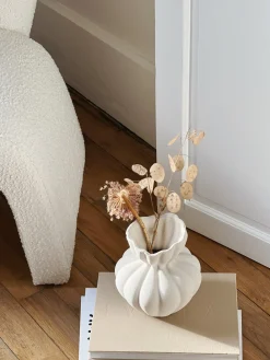 Vase collerette en céramique blanc
